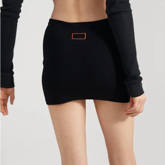 Calvin Klein Heron Preston Knit Ribbed Orange Stitch Black Mini Skirt 2021